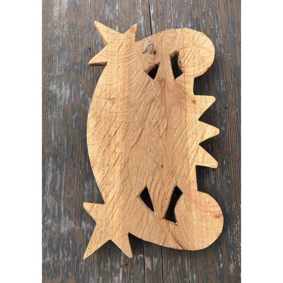 Handcarved Wooden Celestial Sun Moon Stars Wall Hanging Plaque Sculpture - Picture 4 of 6